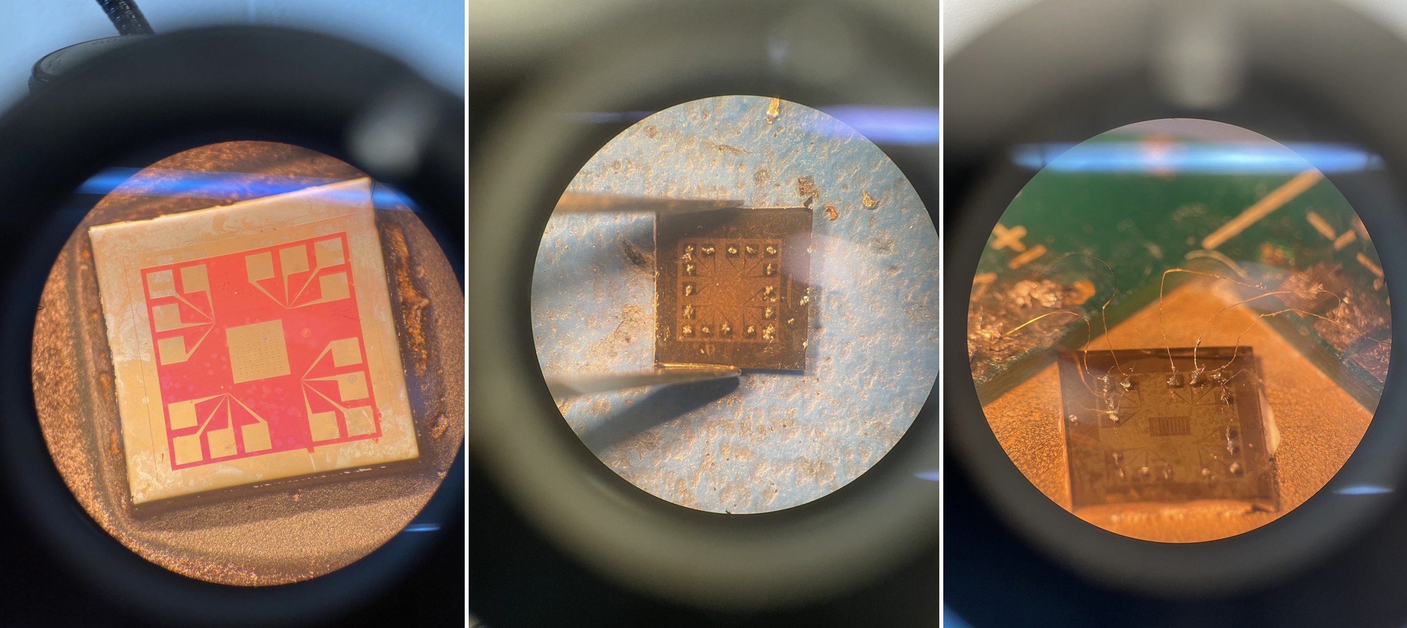 Superconducting ring chip during fabrication and electrical contacting